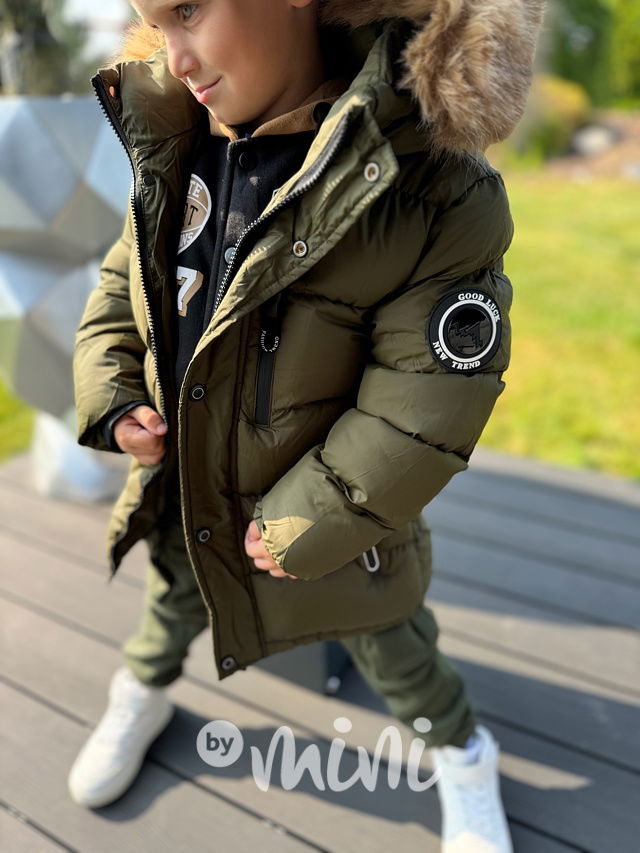 Zimní parka s kožíškem khaki