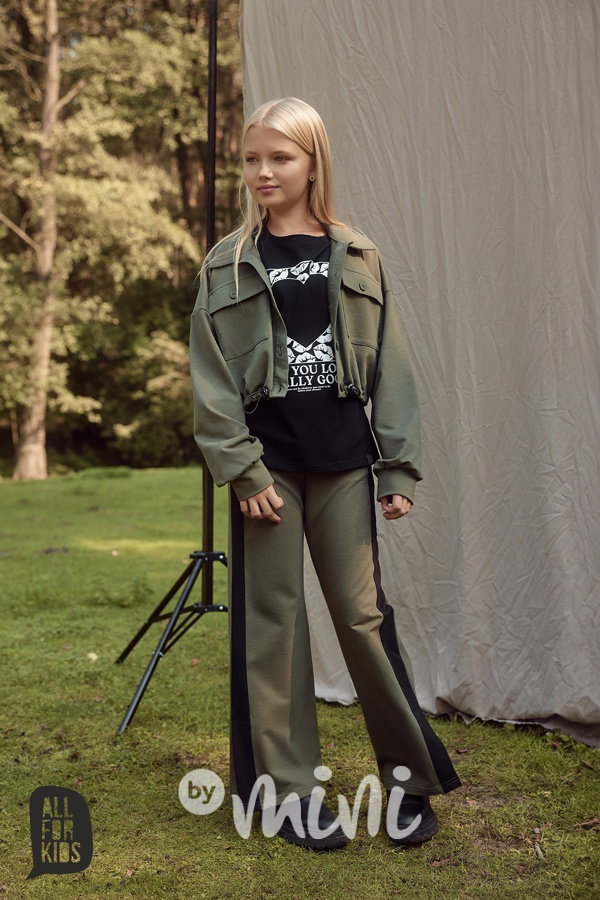 All for kids cargo crop mikina khaki