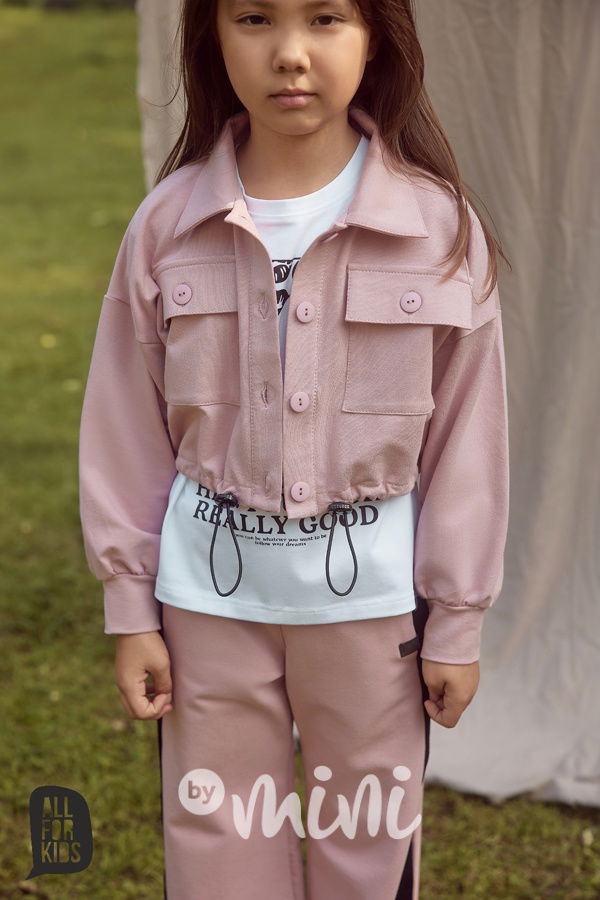 All for kids cargo crop mikina pink