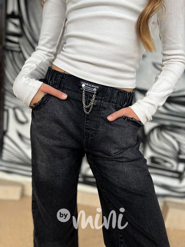 Zateplené jeans švédy s řetízkem