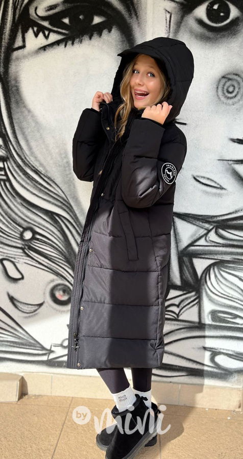 Maxi dlouhý zimní kabát DESIGN černý