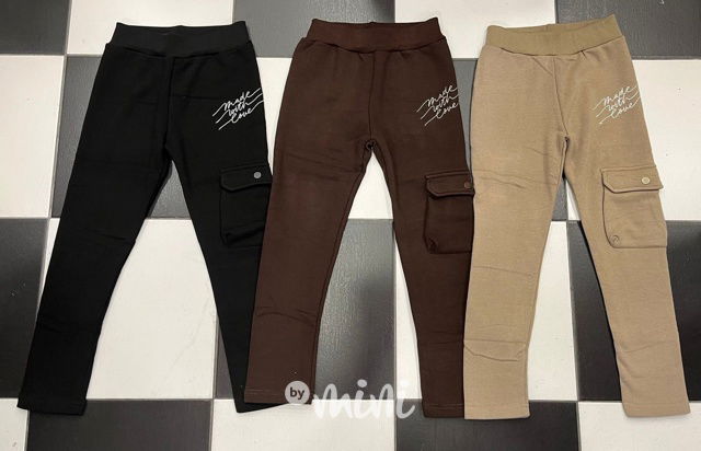 Zateplené tepláky Made with love hnědé