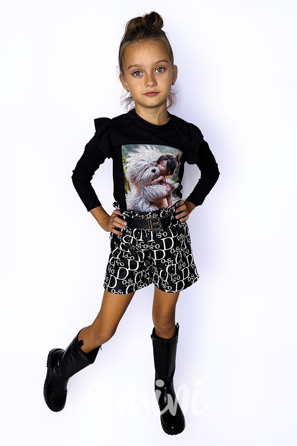 Lady Di kraťasy s páskem černé