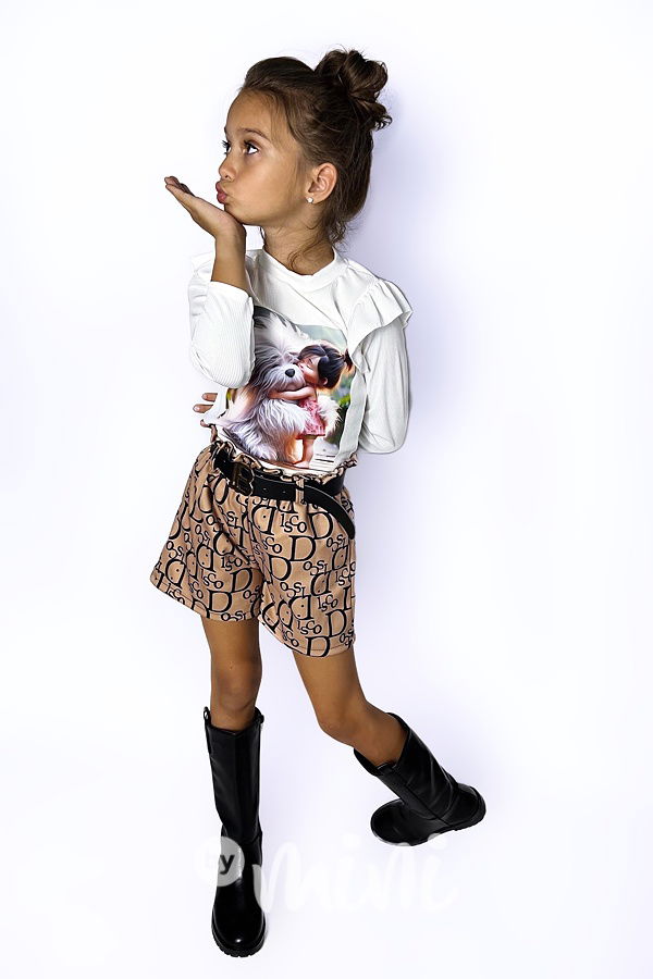 Lady Di kraťasy s páskem béžové