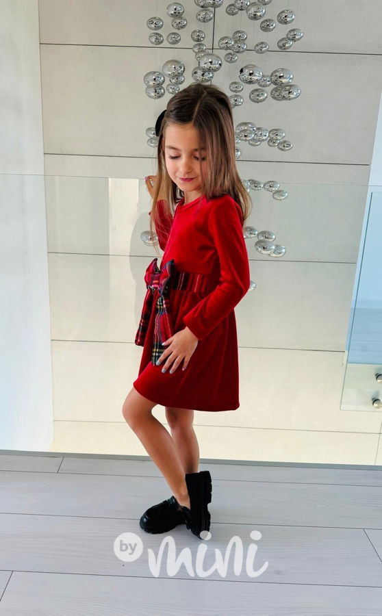 Sváteční soft velur šaty červené