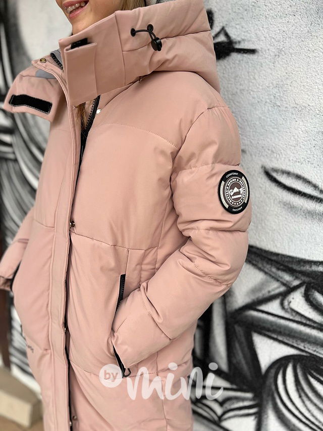 Maxi dlouhý zimní kabát SPORTY pudder pink