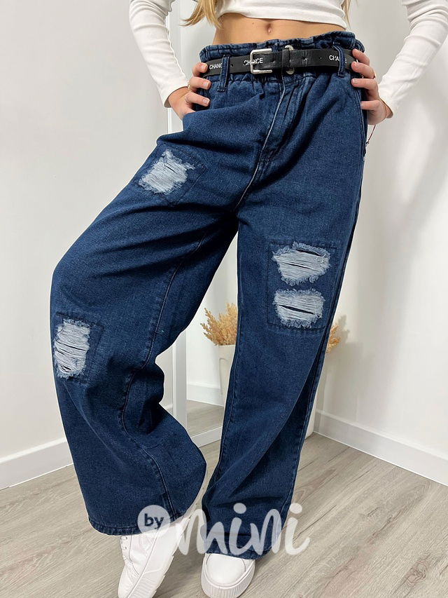 Zateplené ripped volné maxi džíny