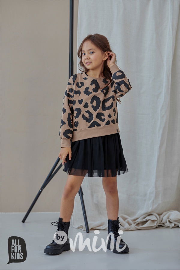 All for kids leopard mikina beige