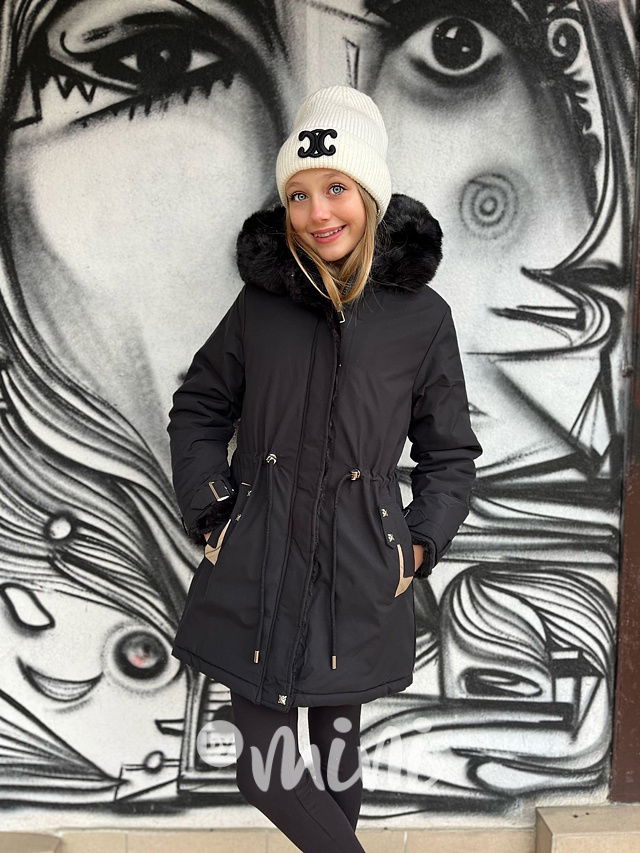 Zimní kožíšková parka černá