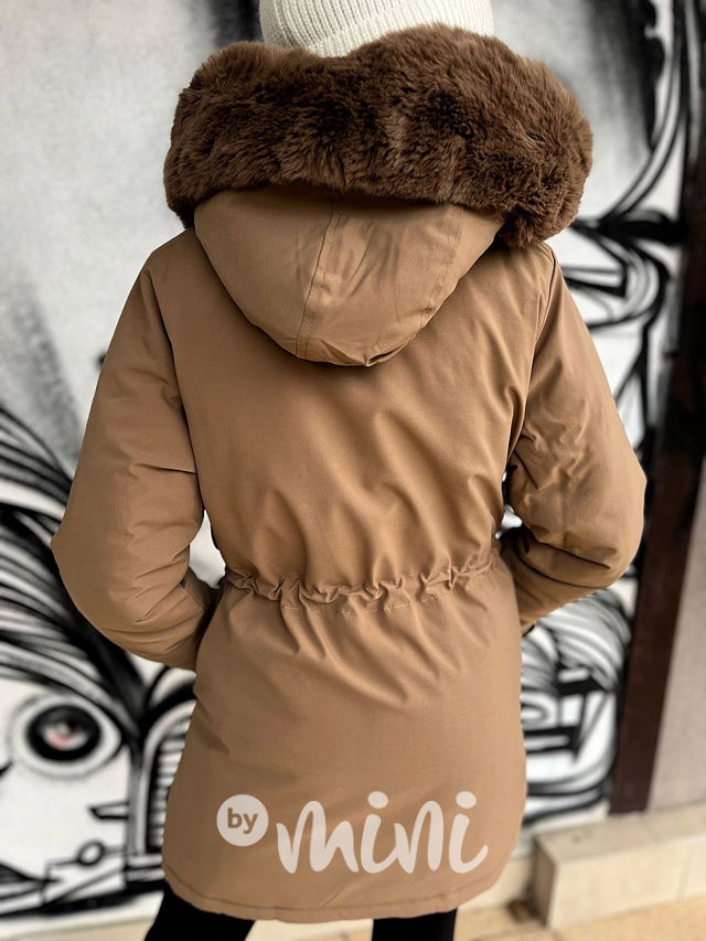 Zimní kožíšková parka béžová