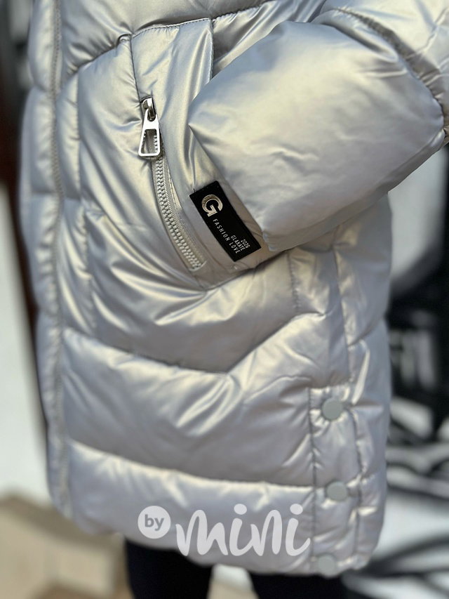 Zimní metalický kabát silver