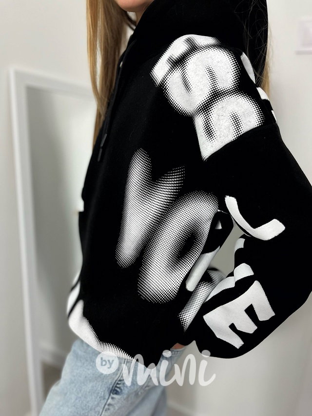 Zateplená oversize mikina Letters black