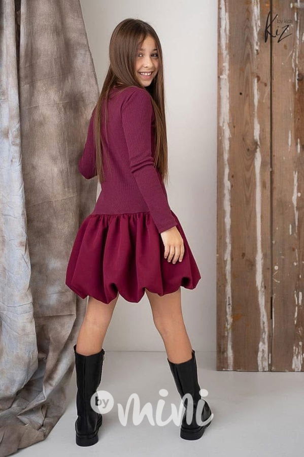 PREMIUM šaty s balonovou sukní bordo