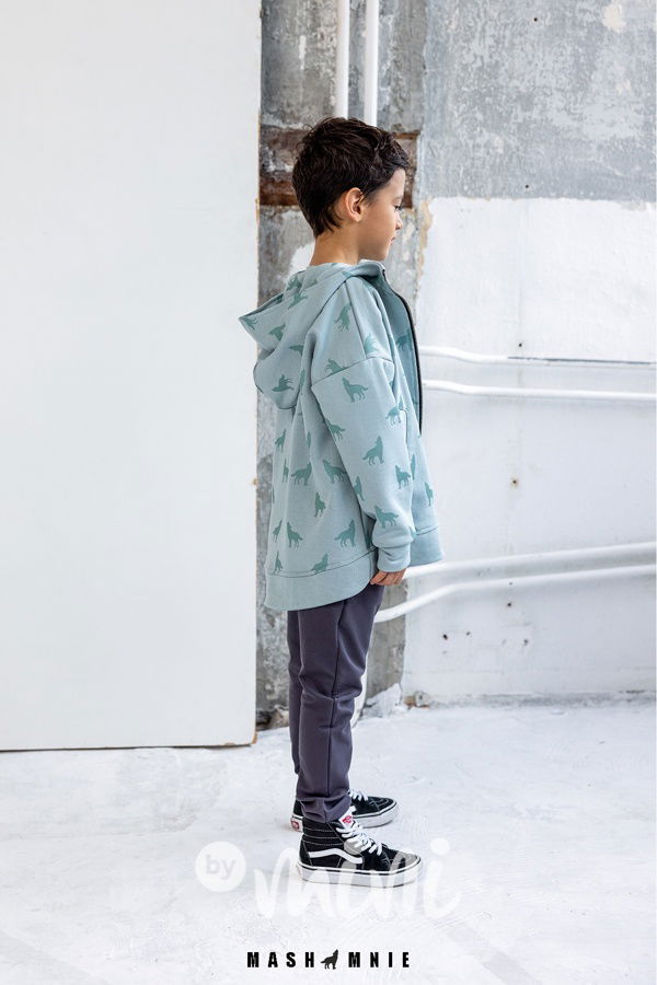 Mash Mnie long mikina na zip WOLF ice mint