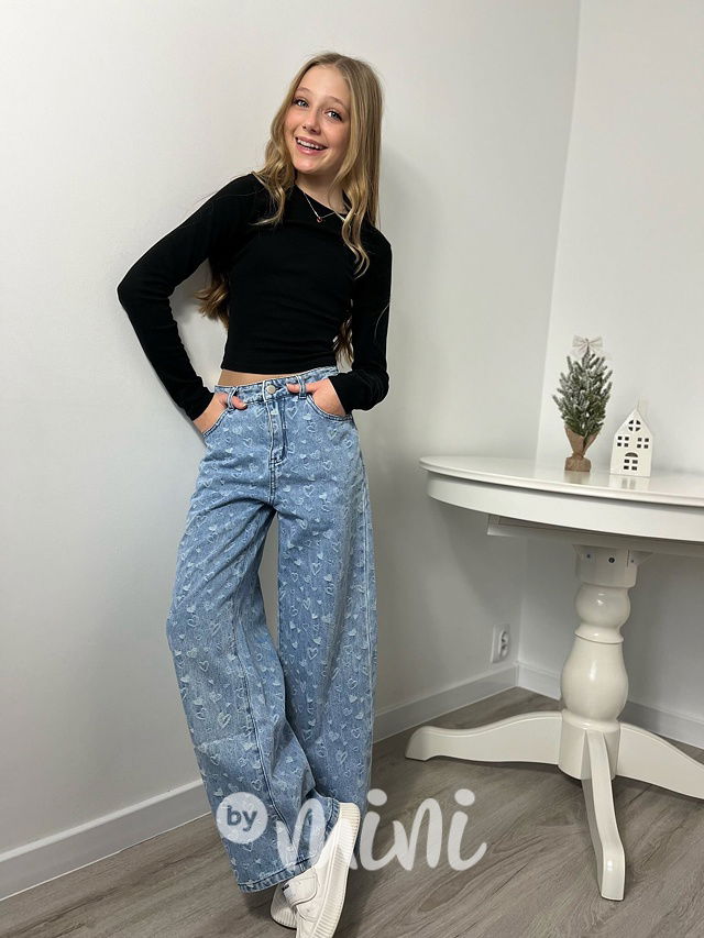Široké HEART jeansy blue