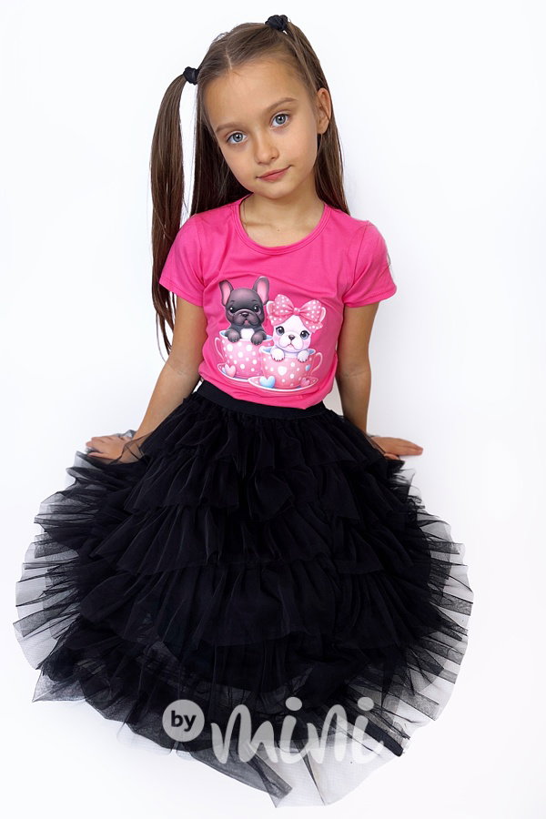 Midi tylová sukně černá