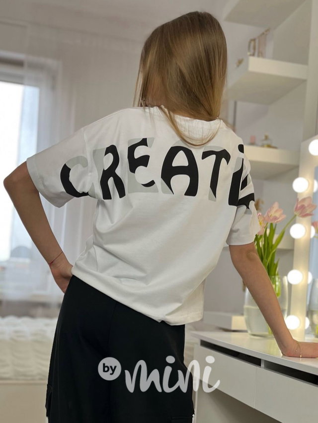 CREATIVE oversize triko bílé