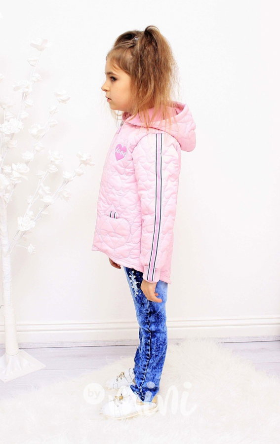 Baby pink heart prošívaný kabátek