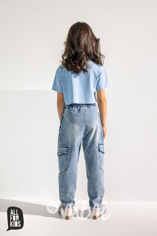 All for kids soft denim barel jeans ice blue