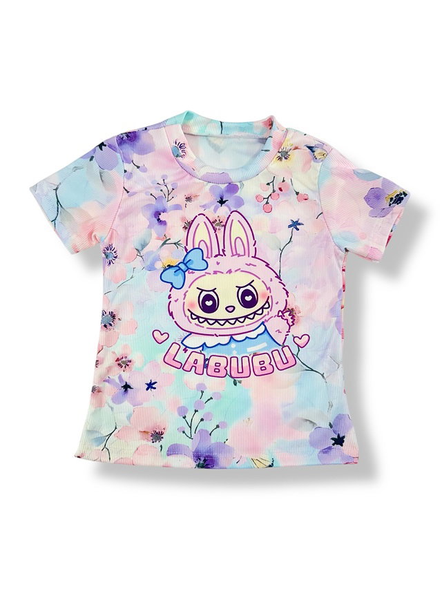 Žebrované triko Labubu lila