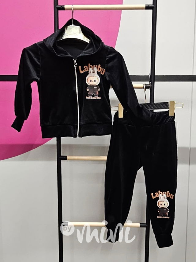 Labubu soft velur tepláková souprava black