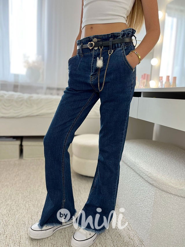 Denim zvonáče s páskem