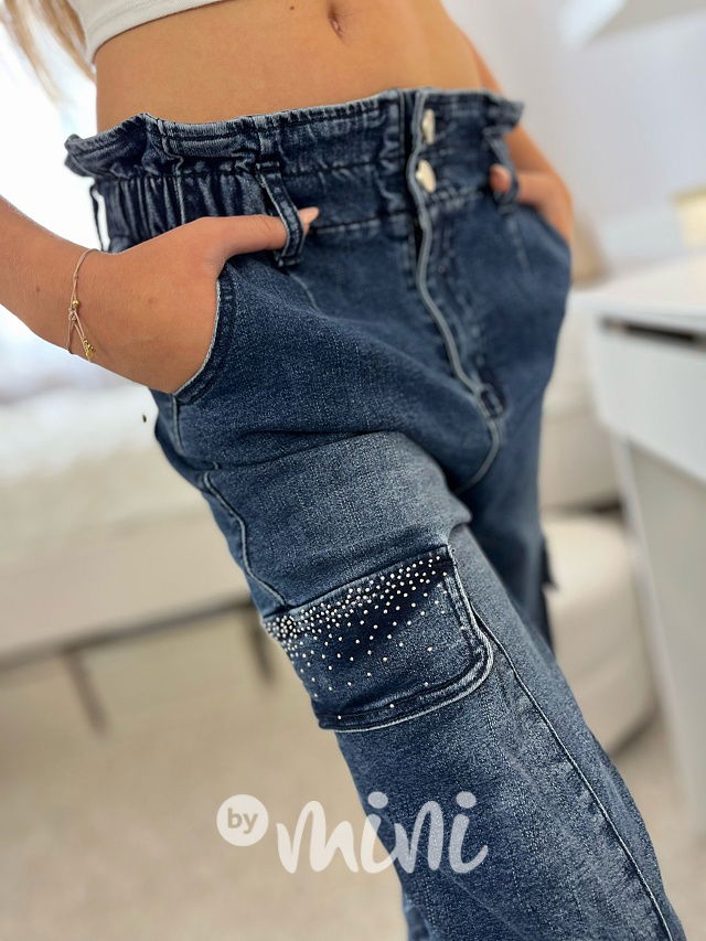 Volné cargo džíny s kamínky