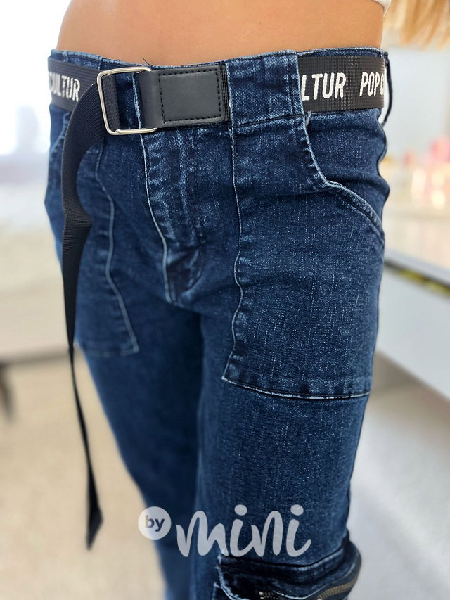 Slim denim zvonáče s páskem