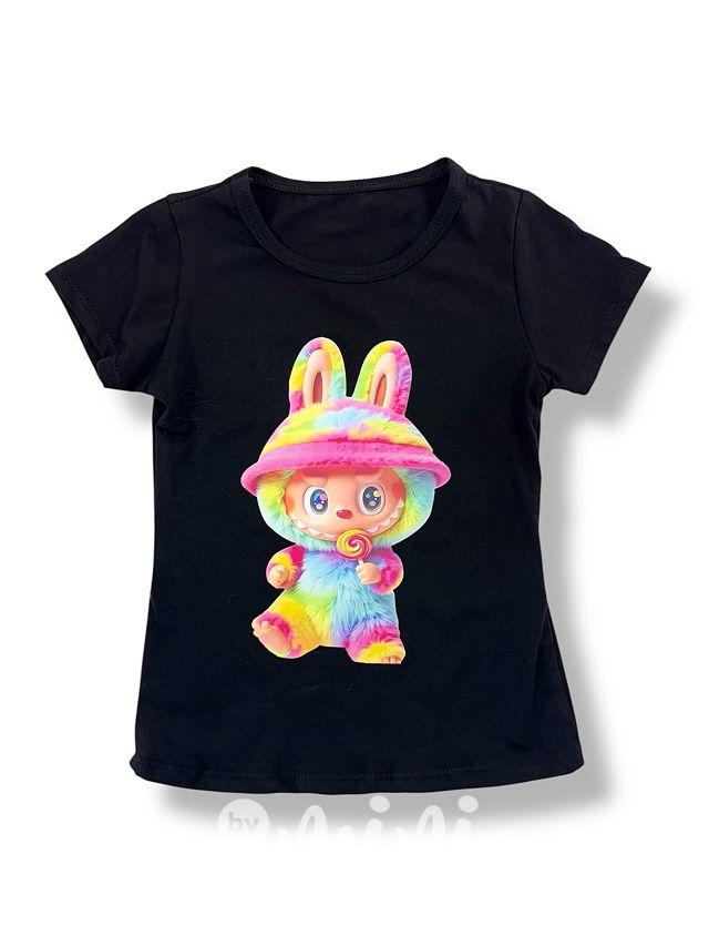 Labubu triko RAINBOW černé