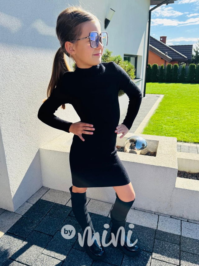 Slim svetrové stretch šaty černé