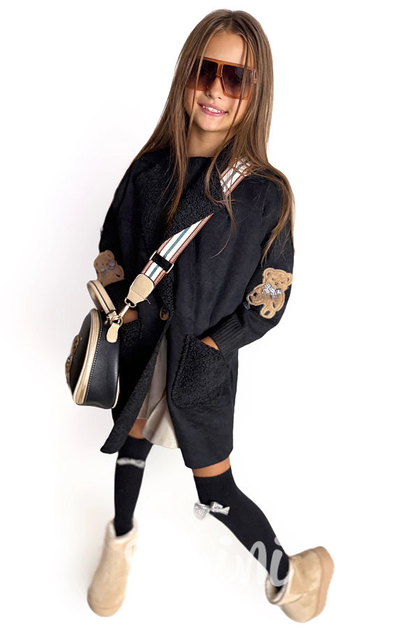 Beránková long vesta černá