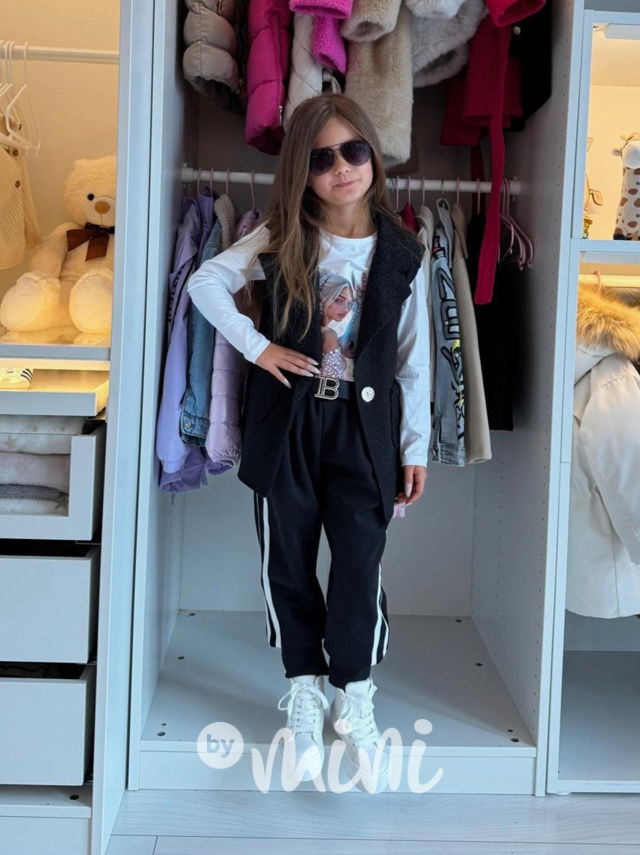 Flauš long vesta černá