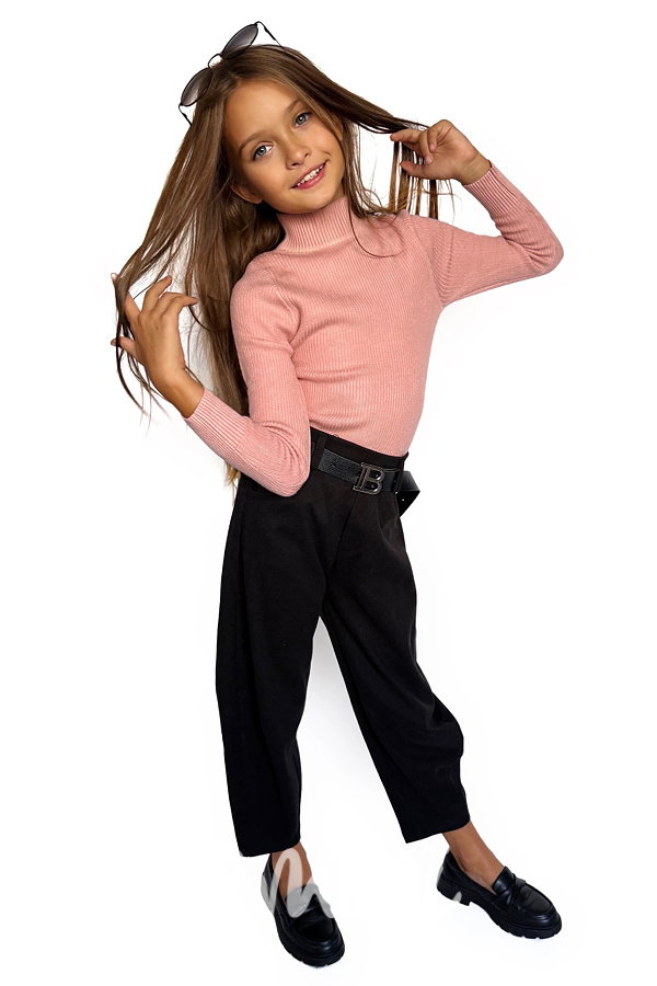 Teplý svetříkový rolák růžový