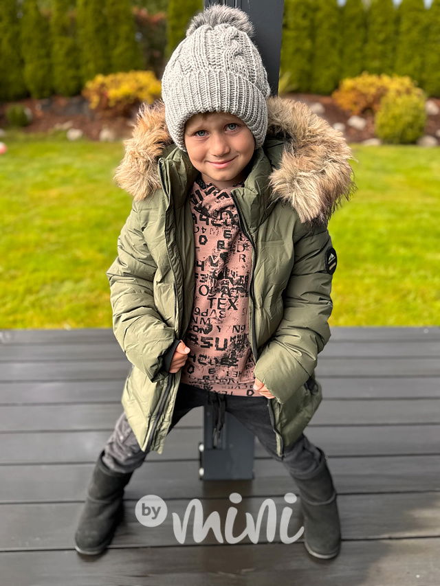 Zimní bunda s kožíškem khaki