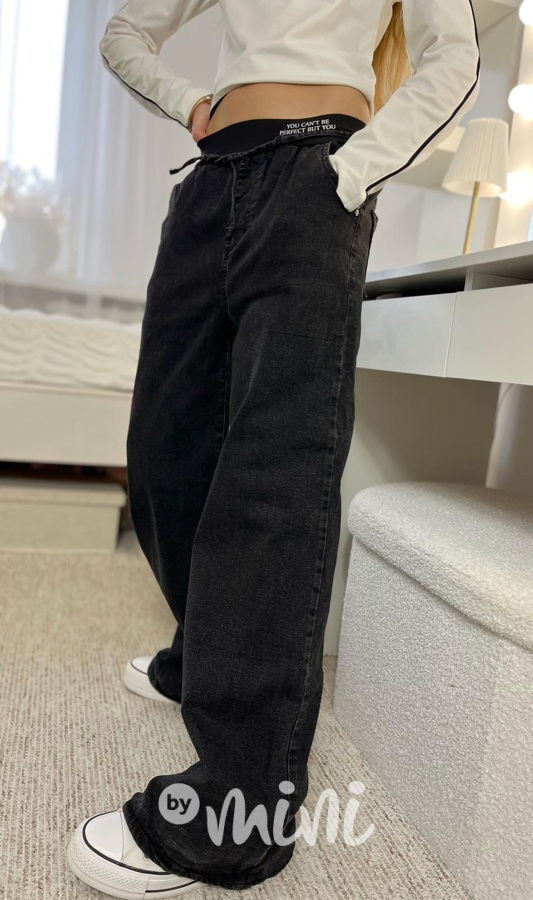 Zateplené volné dark džíny Unique