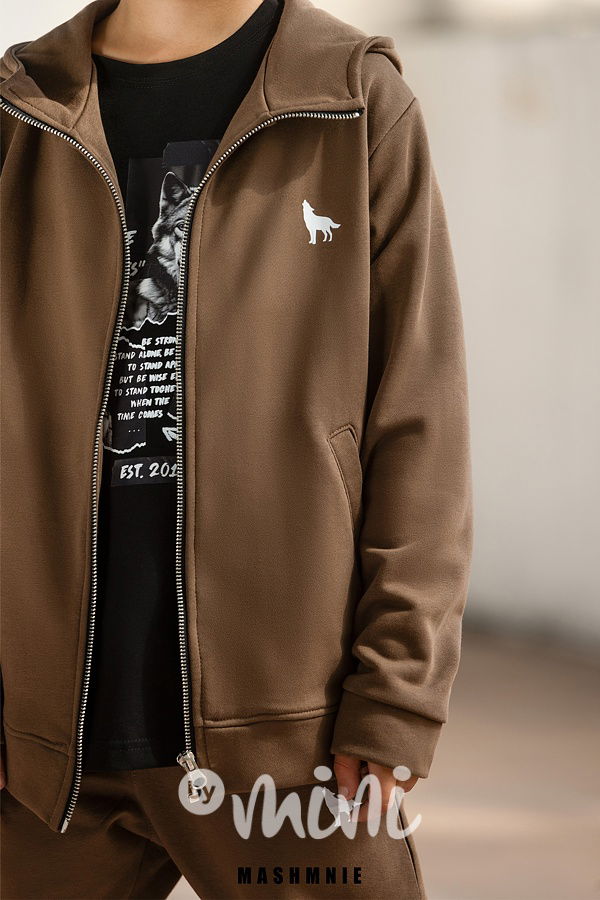 Mash Mnie long mikina zip brown