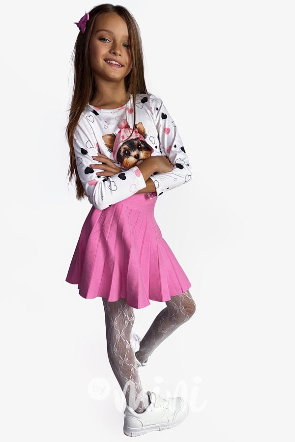 Růžová plisovaná sukně z teplého svetrového úpletu