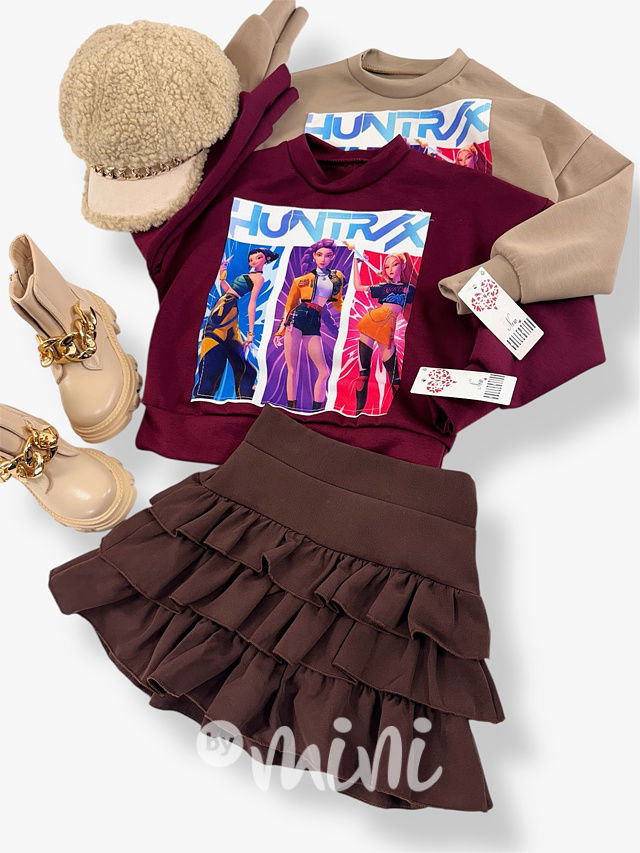 Vrstvená sukně hnědá