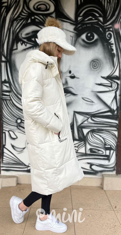 Maxi dlouhý zimní kabát SPORTY off white