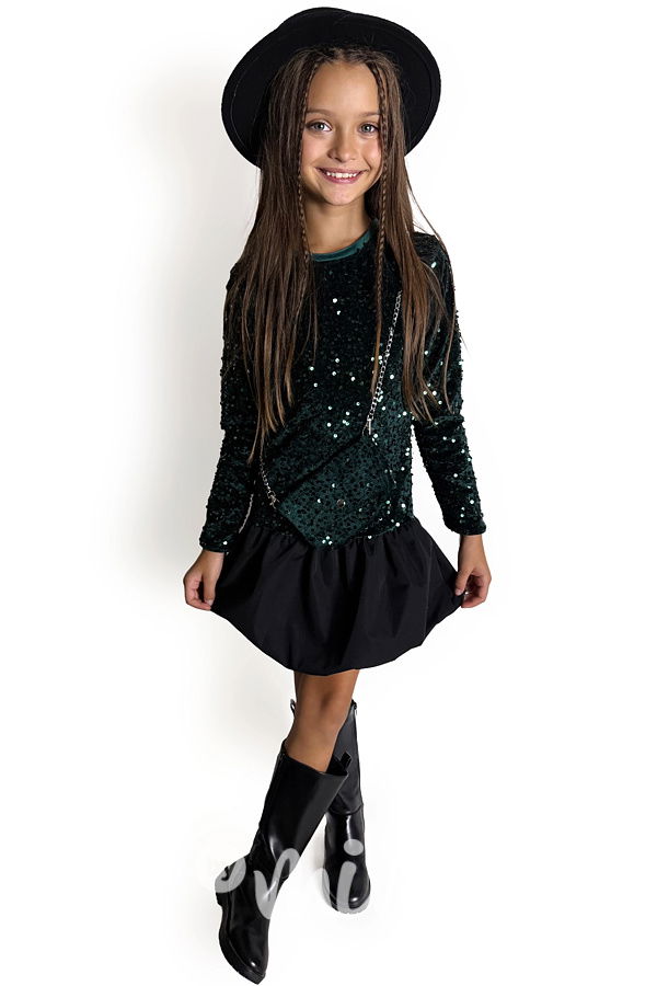 Flitrové šaty s kabelkou SMARAGD