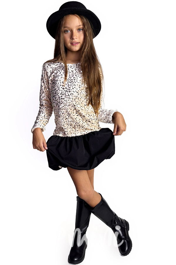 Flitrové šaty s kabelkou Champagne gold