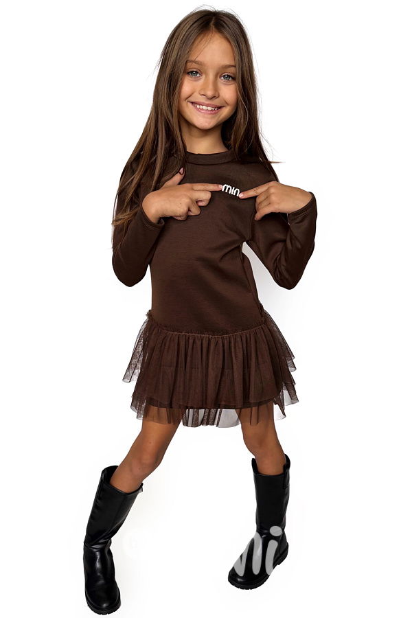 Tunikové šaty s tylem MIA chocolate