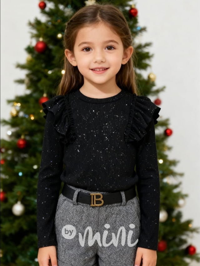 Luxury SHINE blůzka s řasením černá