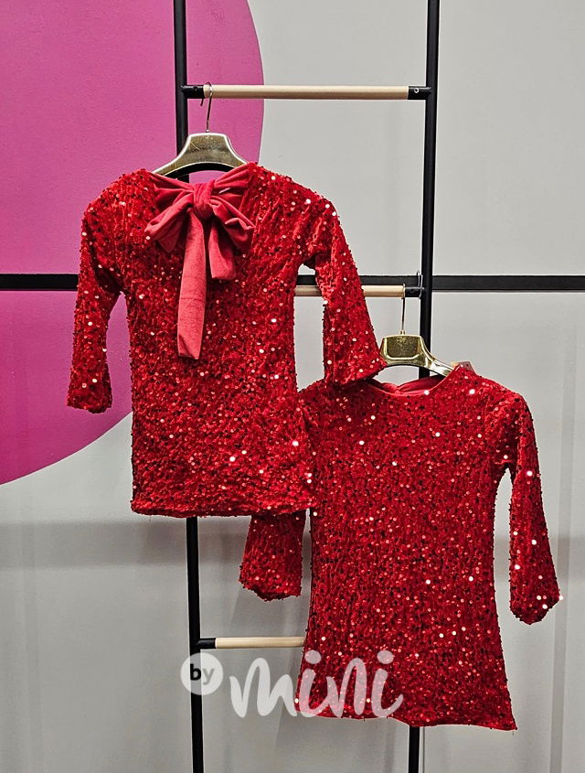 BOW flitr šaty červené