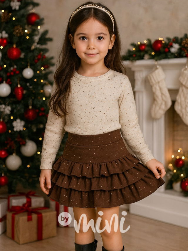 Vrstvená sukně GLOW hnědá