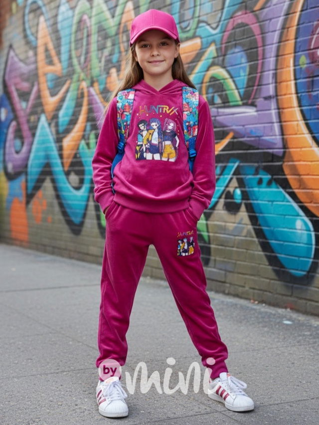 Huntrix soft velur souprava malinová