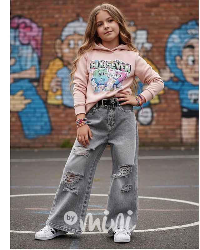 Volné ripped lounge džíny s páskem dark