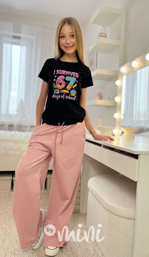 Lounge volné tepláky black/pink