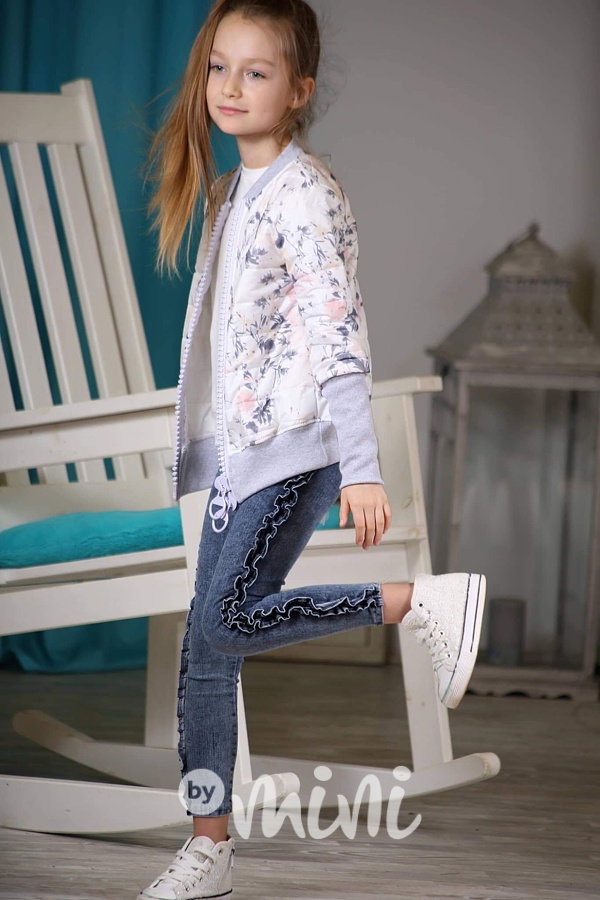 Jeans kalhoty s volánky