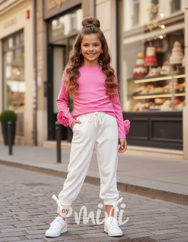 Mašličkové kalhoty bílé